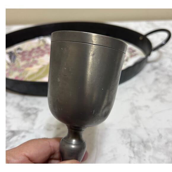 Vintage John Somers Handcrafted Pewter Silver Goblets (5) JS 6.25" Collectible - Picture 7 of 9
